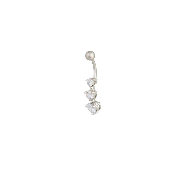 Surgical Steel Gradual Diamante Trio Drop Belly Bar