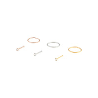 Small Diamante Pin Nose Ring 6-Pack - link has visual effect only