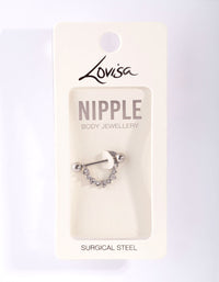 Surgical Steel Diamante Curve Nipple Bar - link has visual effect only