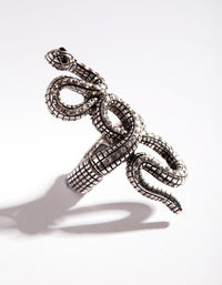 Silver Snake Diamante Stretch Ring - link has visual effect only