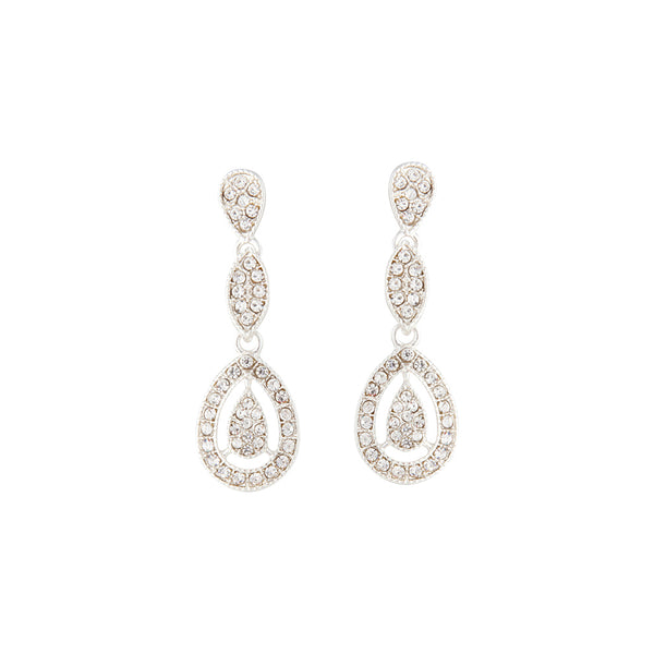 Silver Diamante Stone Set Cut-Out Earring