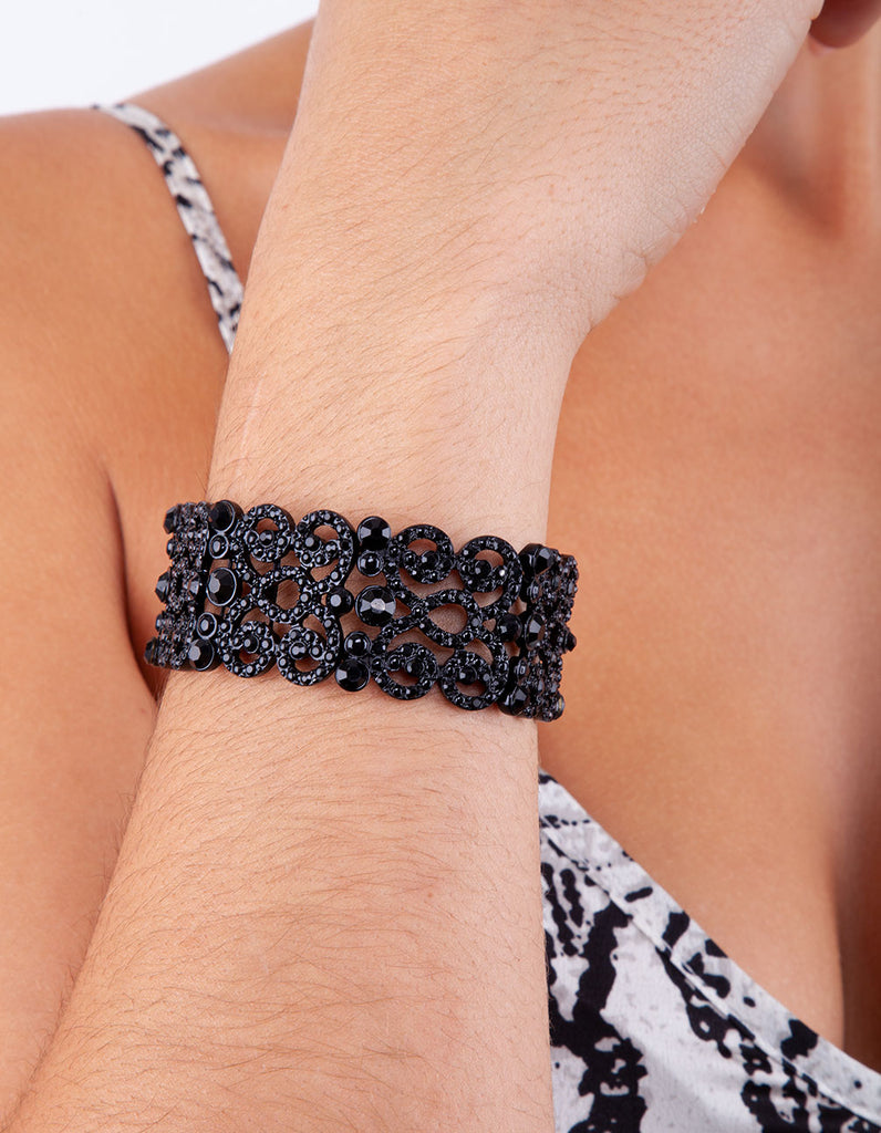 Black Filigree Swirl Stretch Bangle