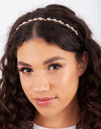 Rose Gold Mini Flower Diamante Headband - link has visual effect only