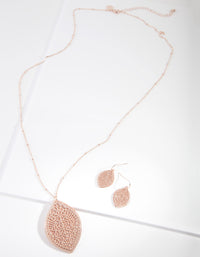 Rose Gold Glitter Leaf Jewellery Set - link has visual effect only