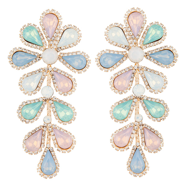 Pastel Teardrop Flower Multi-Stone Earrings