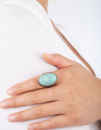 Gold Turquoise Oval Claw Set Ring - link has visual effect only