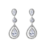 Silver Diamond Simulant Graduated Crystal Teardrop Earrings - link has visual effect only