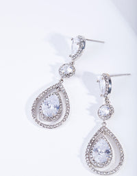 Silver Diamond Simulant Graduated Crystal Teardrop Earrings - link has visual effect only