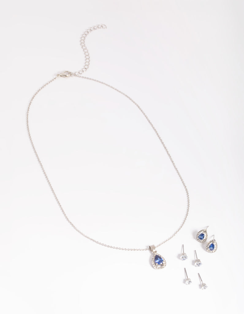 Teardrop Crystal Earrings & Necklace Set