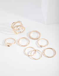 Gold Double Crossover Diamante Ring 8-Pack - link has visual effect only