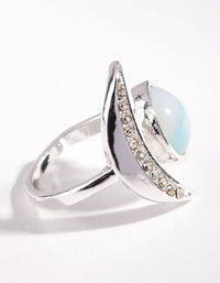 Silver Crescent Moon Stone Ring - link has visual effect only