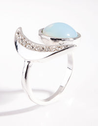 Silver Crescent Moon Stone Ring - link has visual effect only