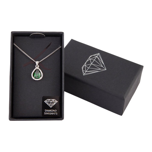 Emerald Pear Teardrop Crystal Necklace