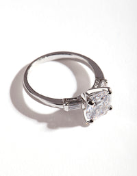 Silver Cubic Zirconia Round Stone Band Ring - link has visual effect only