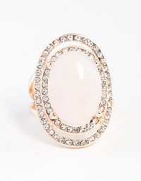 Rose Gold Pink Stone Diamante Ring - link has visual effect only