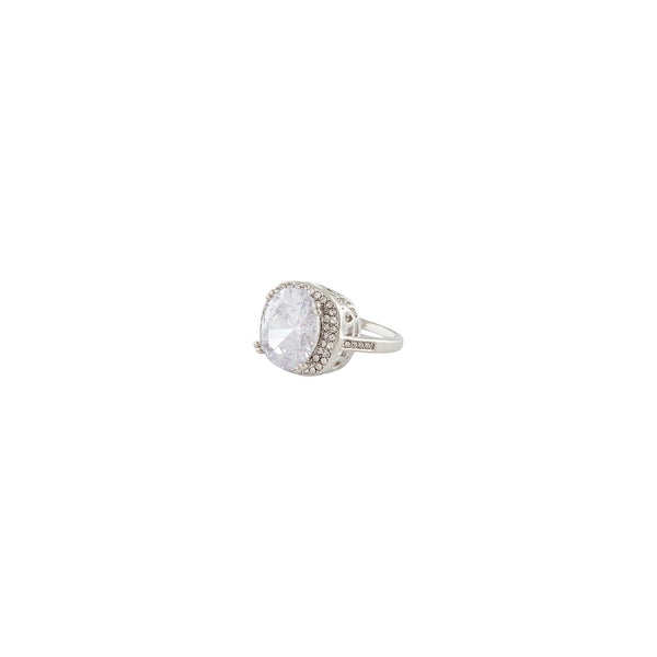 Rhodium Square Cubic Zirconia Ring