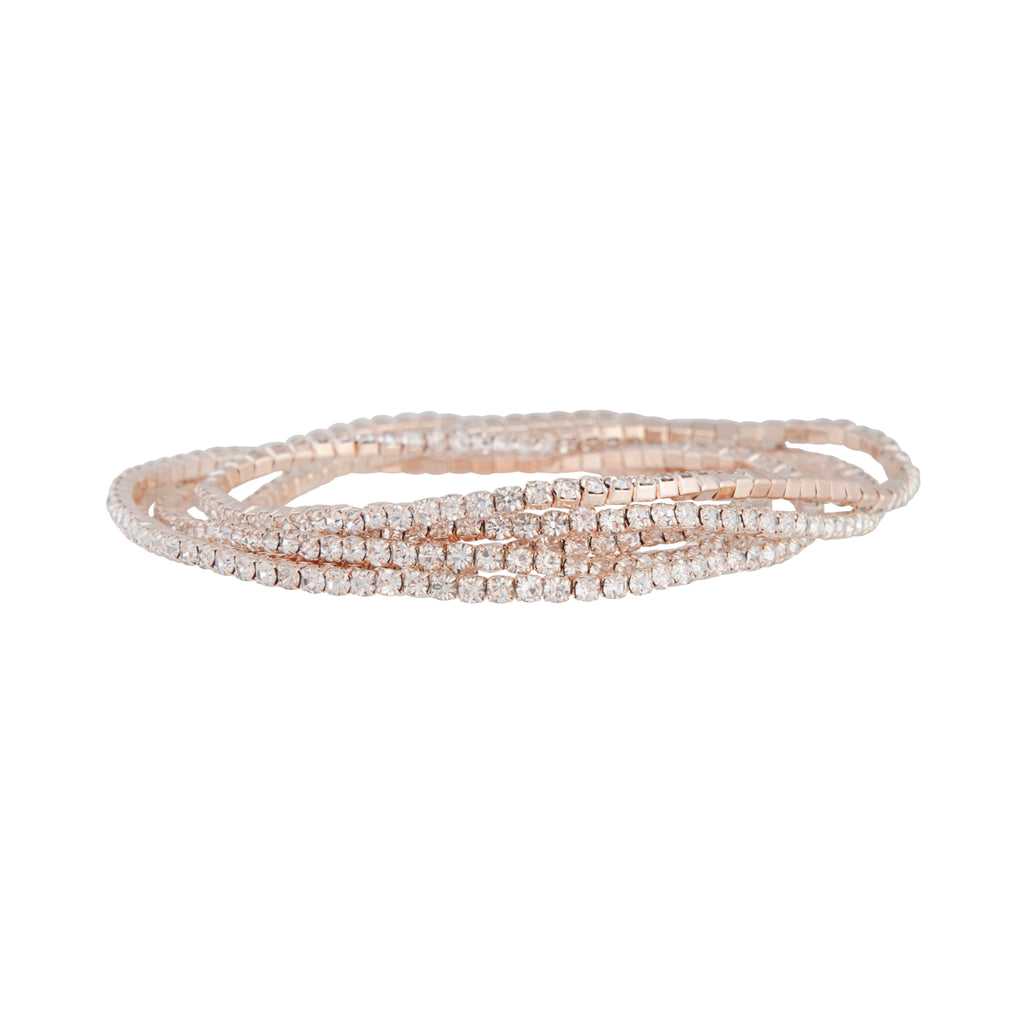 Rose Gold Fine Cup Chain Stretch Bracelet Set