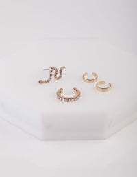 Gold Diamante Snake Cuff Earring 4-Pack - link has visual effect only