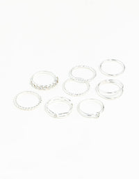 Silver Diamond Cut Twist Ring 8-Pack - link has visual effect only