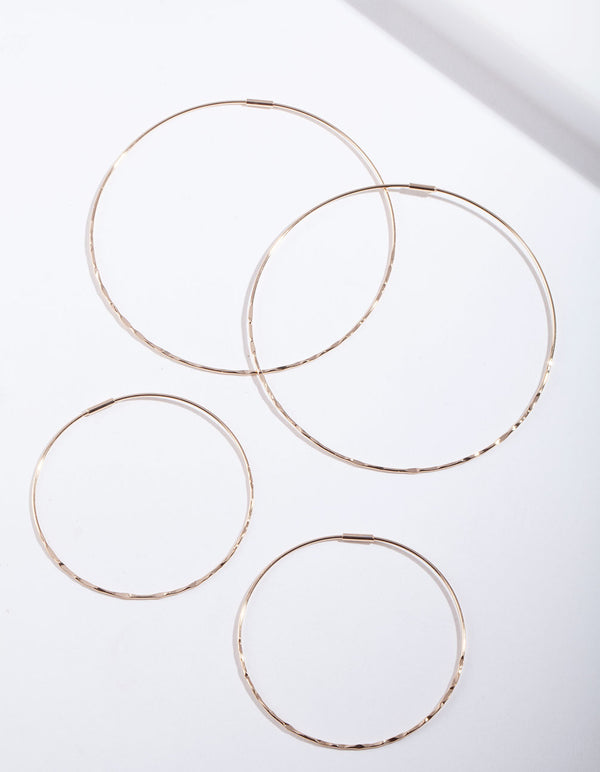 Gold Textured Hoop Earring Pack