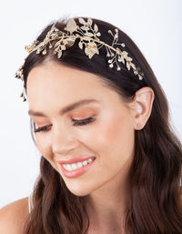 Gold Floral Leaf Wire Headband - link has visual effect only