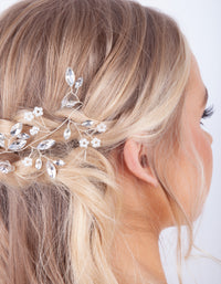 Silver Faceted Pearl Leaf Hair Vine - link has visual effect only