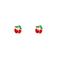 Gold Red Cherry Stud Earrings - link has visual effect only