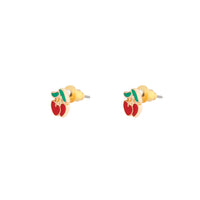 Gold Red Cherry Stud Earrings - link has visual effect only