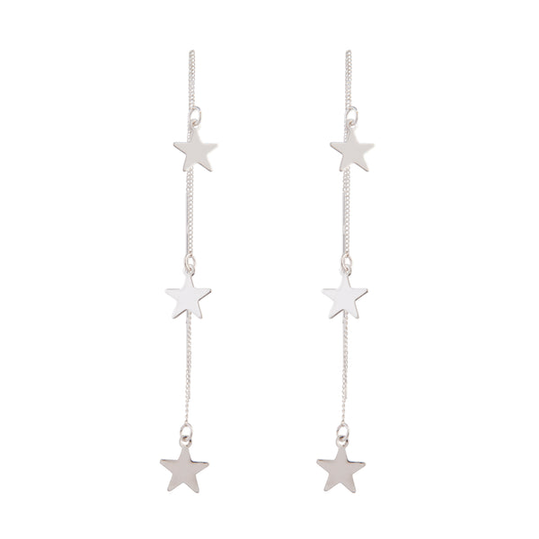 SIlver Mini Star Thread Through Earrings