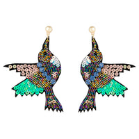 Sequin Hummingbird Statement Earrings - link has visual effect only