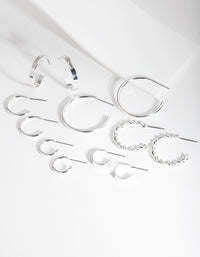 Silver Sleeper Hoop Earring 6-Pack - link has visual effect only