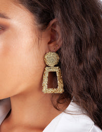 Gold Textured Geometric Drop Earrings - link has visual effect only