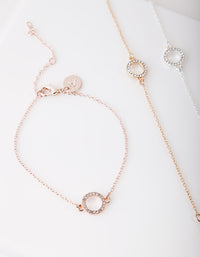 Mixed Metal Diamante Circle Bracelet Pack - link has visual effect only