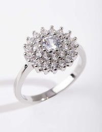 Silver Cubic Zirconia Round Surround Ring - link has visual effect only