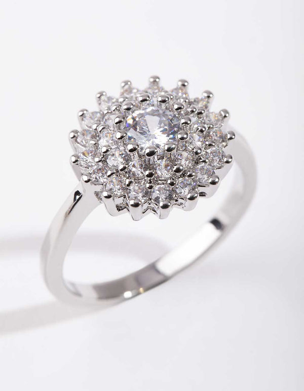 Silver Cubic Zirconia Round Surround Ring