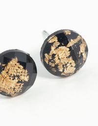 Black Gold Speck Circle Stud Earrings - link has visual effect only