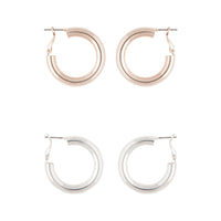 Classic Pack Chunky Rose Gold Silver Hoop - link has visual effect only