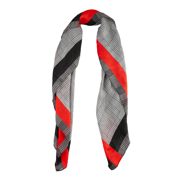 Black White Check Red Stripe Bandana Hair Scarf