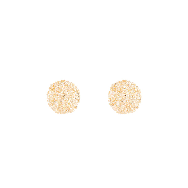 Gold Textured Round Stud Earrings