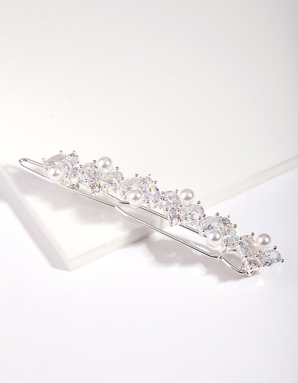 Silver Cubic Zirconia Hair Clip