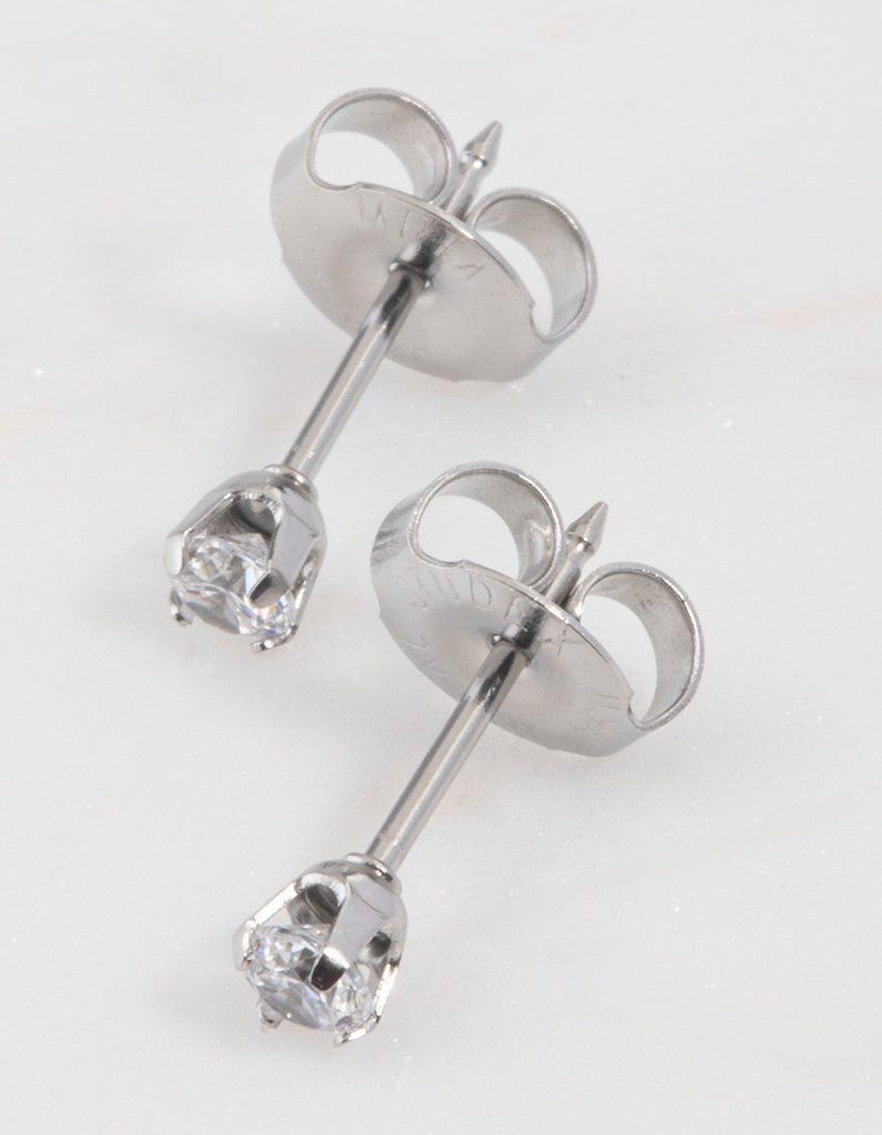 Surgical Steel Cubic Zirconia Diamond Piercing Stud 3mm