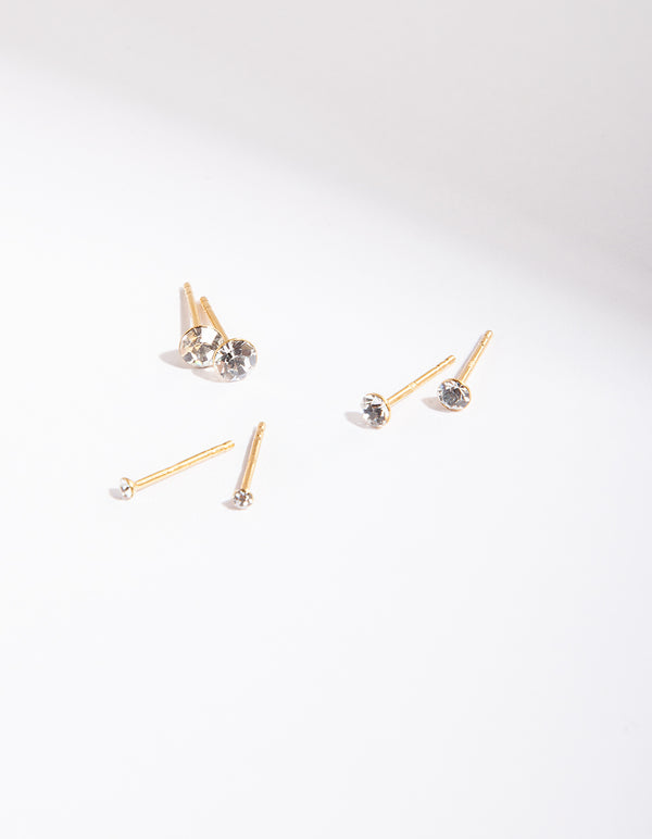 Gold Plated Sterling Silver Diamante Gradual Ear Pack