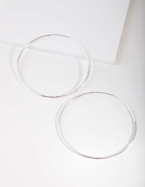 Sterling Silver Hammered Hoop Earrings