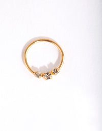 Gold Plated Sterling Silver Triple Diamante Nose Ring - link has visual effect only