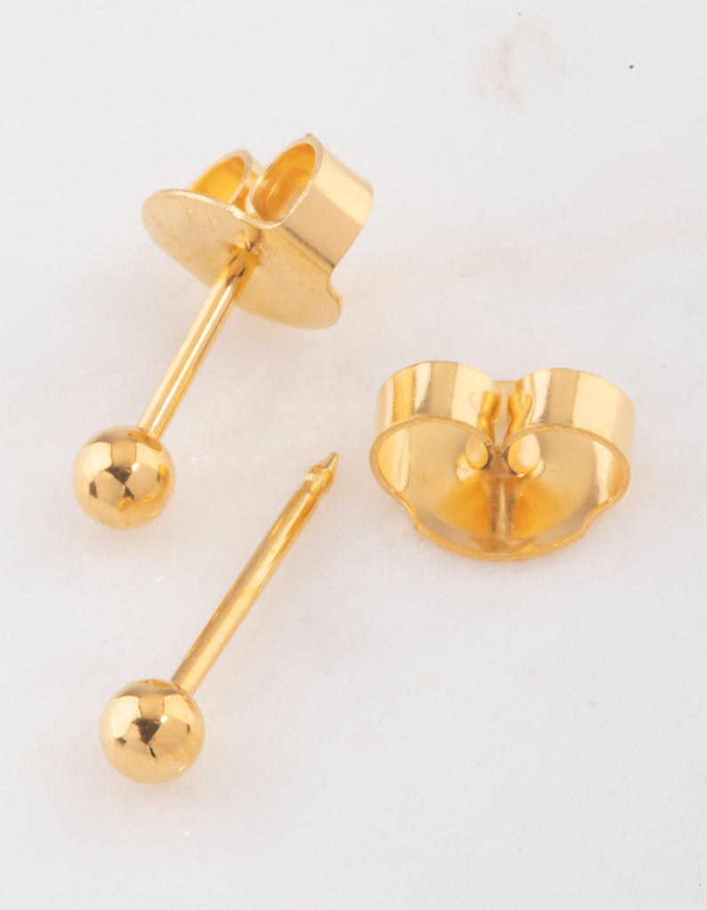 Gold 24K Ball Piercing Stud 3mm