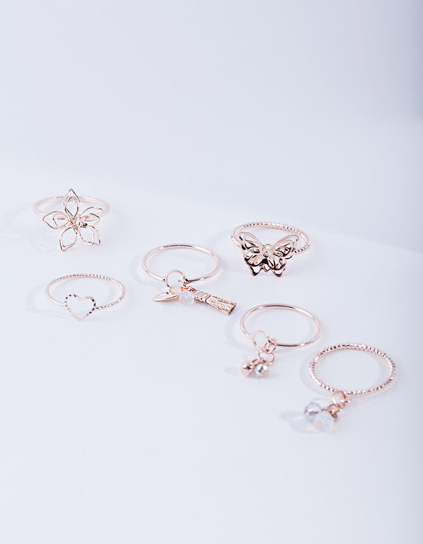 Rose Gold Nature Shapes Ring Pack