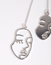 Silver Mismatch Face Drop Earrings - link has visual effect only