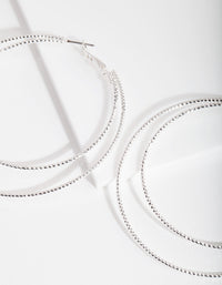 Silver Fine Double Hoop Earrings - link has visual effect only