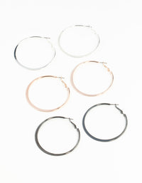 Flat Mixed Plating Hoop Earrings - link has visual effect only