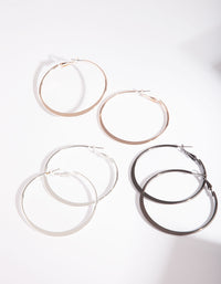 Flat Mixed Plating Hoop Earrings - link has visual effect only